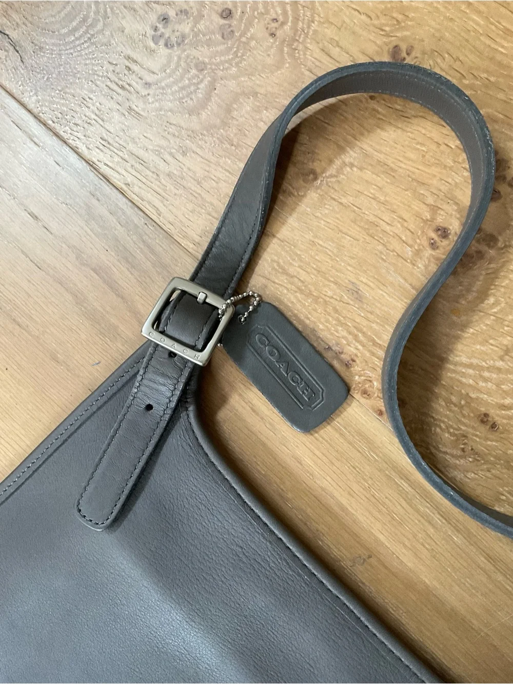 VTG Coach 90s Hippie Flap Bag Leather Small Slim Crossbody Slate/Brown 9135 EUC
